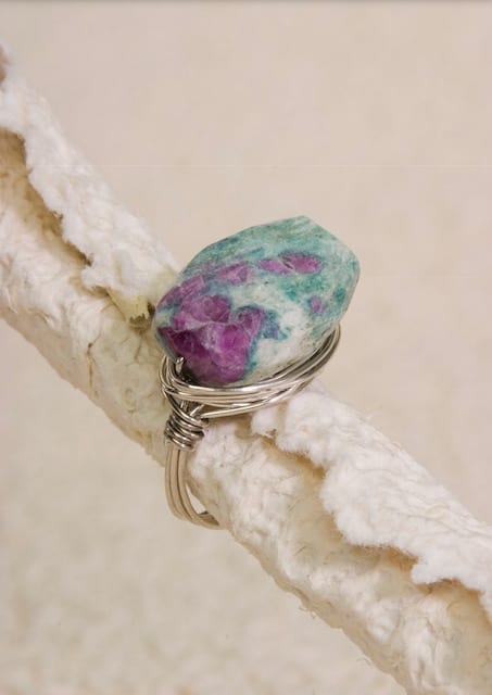 Ruby Zoisite Wire-Wrapped Ring