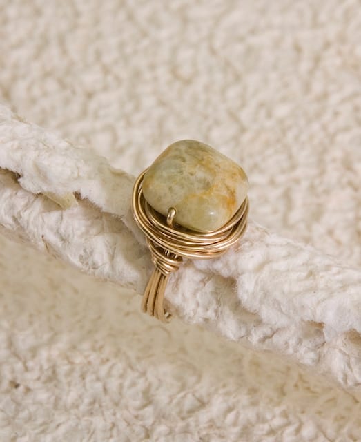 Yellow Jasper Wire-Wrapped Ring