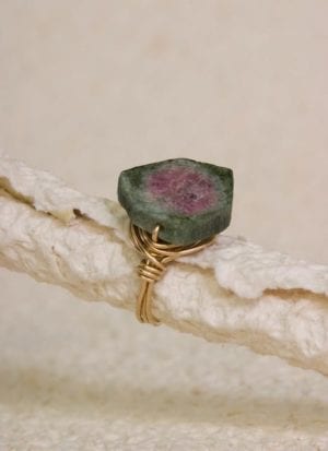 Watermelon Tourmaline Wire-wrapped ring