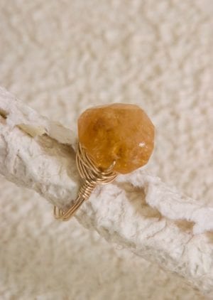 Chunky citrine wire wrapped ring