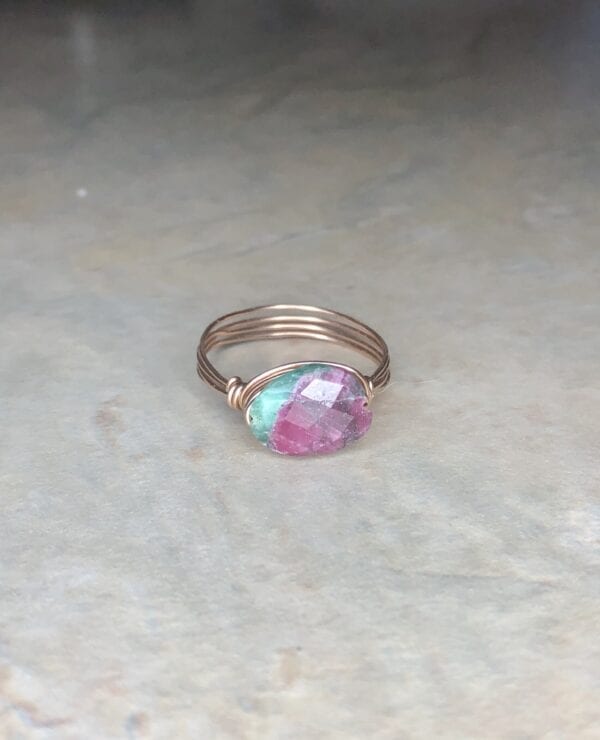 Ruby Zoisite Wire Wrapped Ring